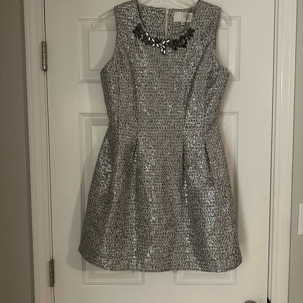 Metallic Jeweled Cocktail Dress